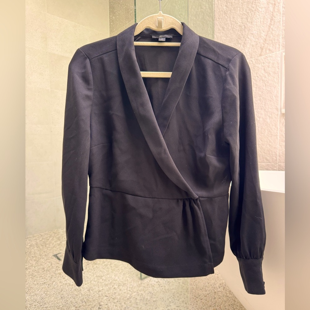 J. Crew Classic Black Wrap Blouse- size 6